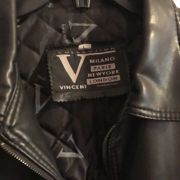 Black Faux Leather Jacket Mens Large - Picture 2 of 12